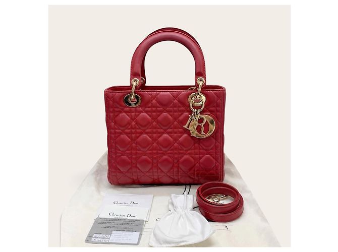 Borsa Dior Lady Dior in pelle rossa - vista 2