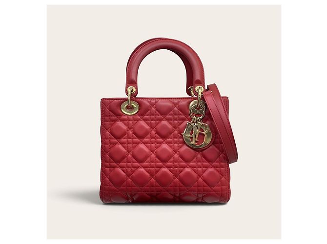 Borsa Dior Lady Dior in pelle rossa - vista 3