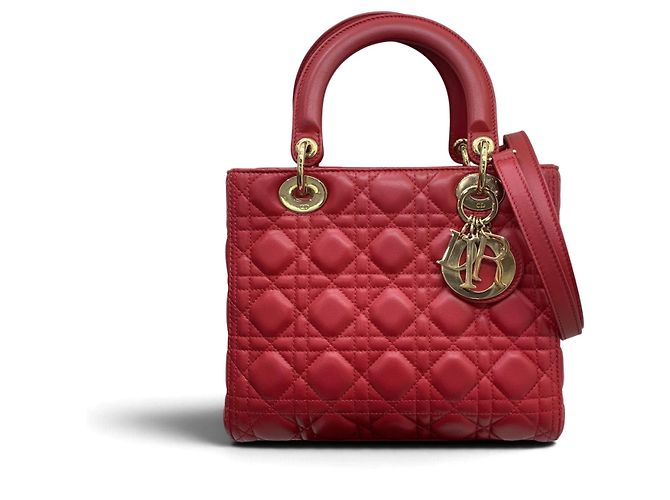 Borsa Dior Lady Dior in pelle rossa - vista 4