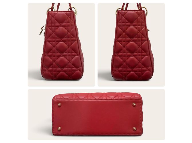 Borsa Dior Lady Dior in pelle rossa - vista 5