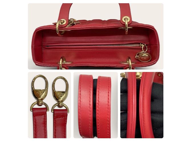 Borsa Dior Lady Dior in pelle rossa - vista 6