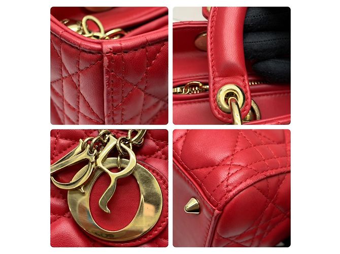 Borsa Dior Lady Dior in pelle rossa - vista 7