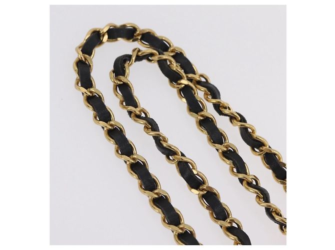 Chanel Vintage Logo Kettengürtel aus Metall und Leder - Ansicht 7