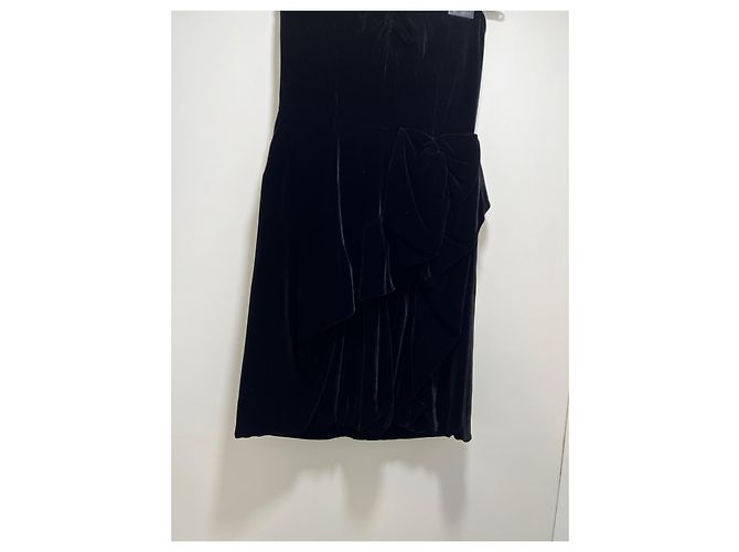 Marc by Marc Jacobs schwarzes Samtkleid trägerlos mit Schleife - Ansicht 10