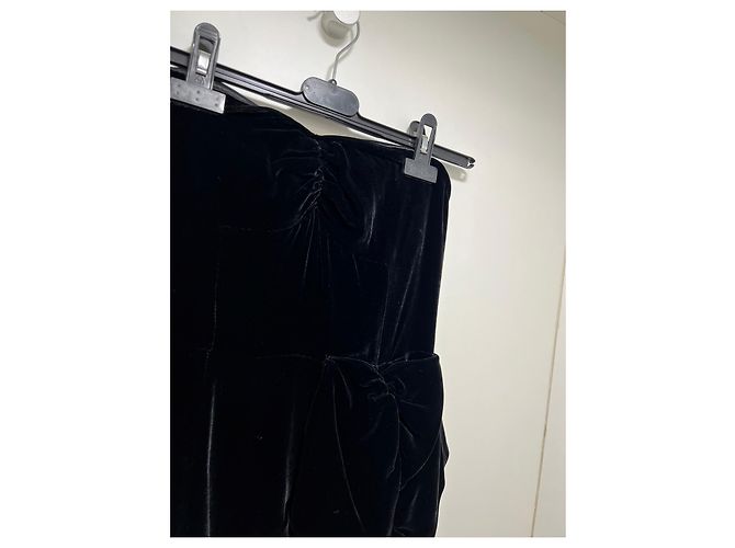 Marc by Marc Jacobs schwarzes Samtkleid trägerlos mit Schleife - Ansicht 12