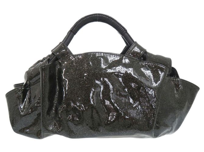 Loewe Nappa Aire Glitter Handtasche aus Lackleder Schwarz - Ansicht 2