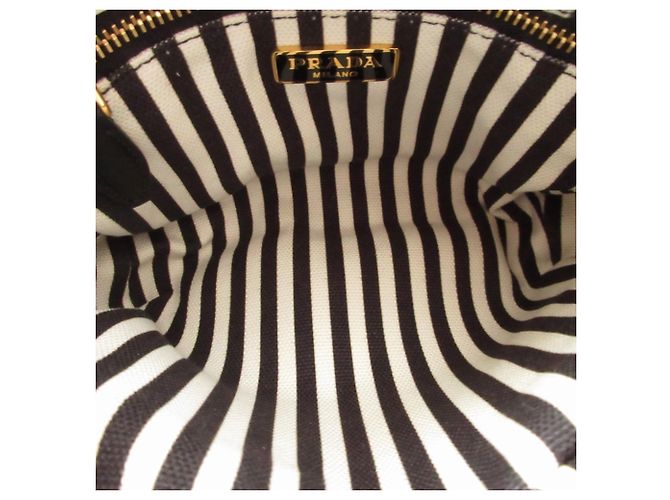 Prada Canapa 1NA021 Handtasche Pouch aus Canvas Schwarz - Ansicht 4