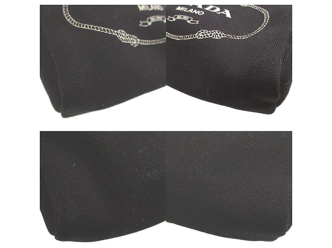Prada Canapa 1NA021 Handtasche Pouch aus Canvas Schwarz - Ansicht 6