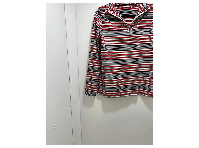 Prada Maglione a righe in cotone con zip - vista 10