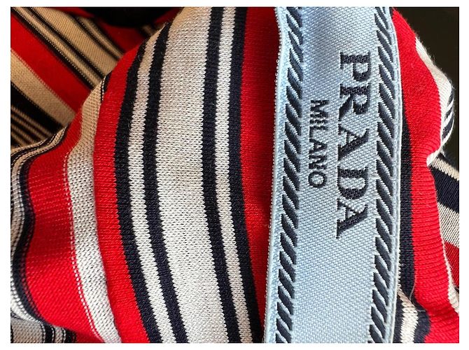 Prada Maglione a righe in cotone con zip - vista 2
