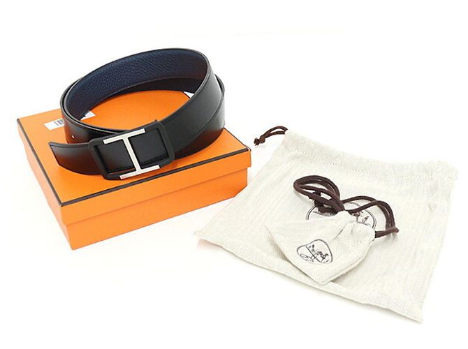 Hermès Hermes Black Togo Leather Belt - view 5