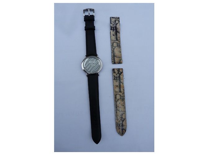 Christian Dior Oblique Monogramm Damenuhr Schwarzes Leder - Ansicht 5