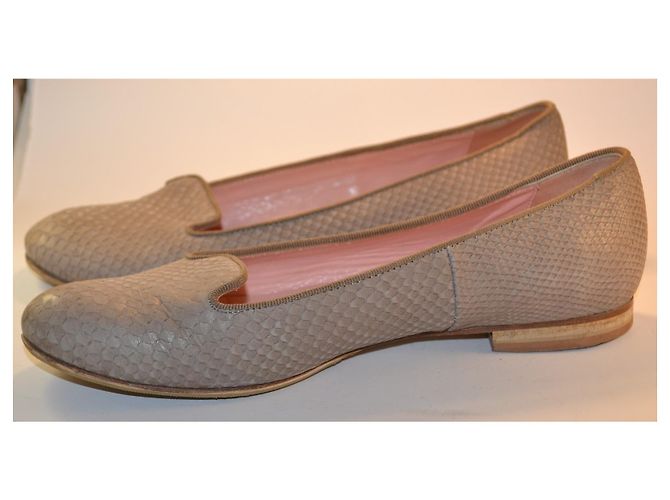 Studio Pollini Grey Python-Effect Leather Ballet Flats - view 2