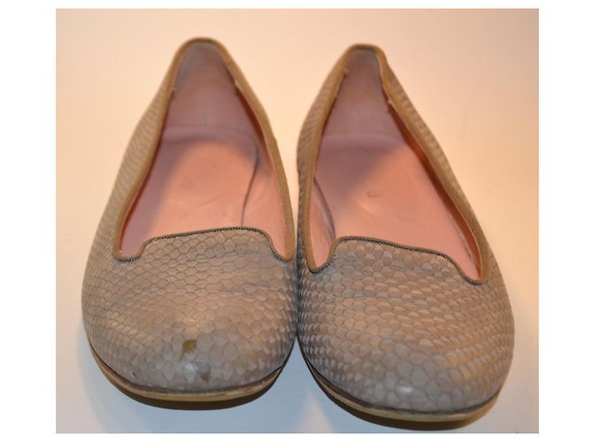 Studio Pollini Grey Python-Effect Leather Ballet Flats - view 3