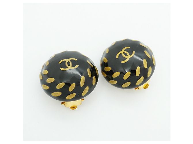Chanel Clip-Ohrringe in Schwarz und Gold - Ansicht 2