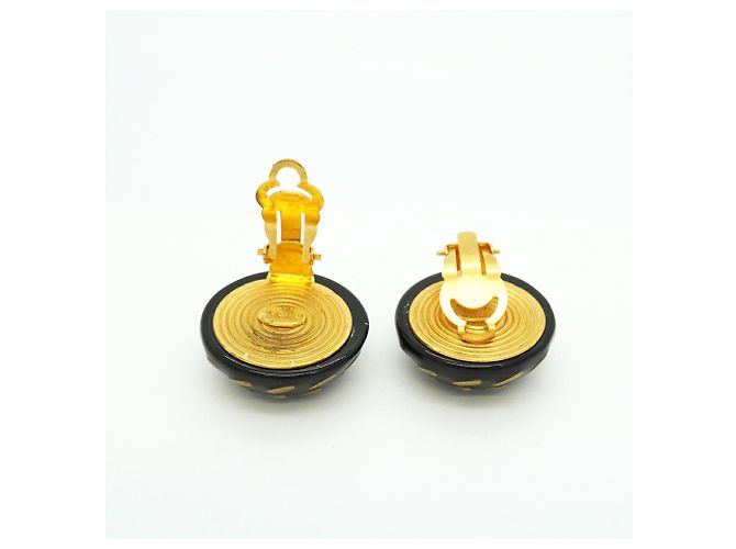 Chanel Clip-Ohrringe in Schwarz und Gold - Ansicht 3