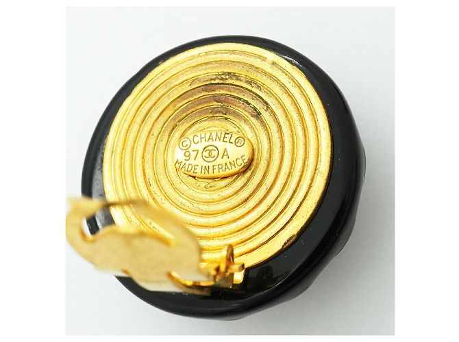 Chanel Clip-Ohrringe in Schwarz und Gold - Ansicht 4