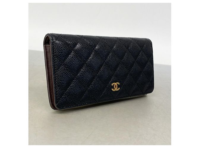 Portafoglio lungo Chanel nero in vitello granulato - vista 2