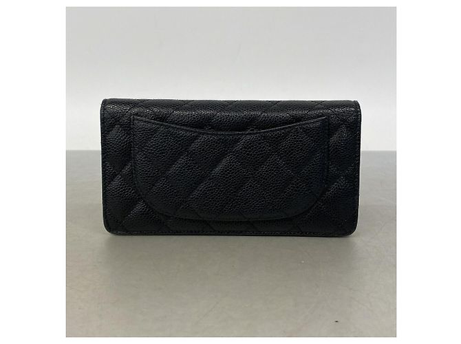 Portafoglio lungo Chanel nero in vitello granulato - vista 7