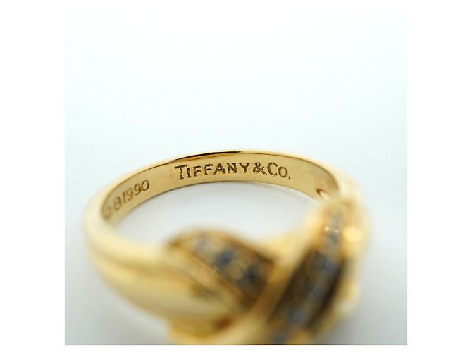 Autre Marque Tiffany & Co. Ehering aus 18K Gelbgold mit Diamanten - Ansicht 4