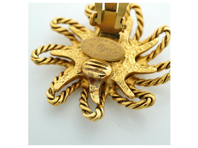 Orecchini a clip Chanel dorati con motivo sole - vista 6