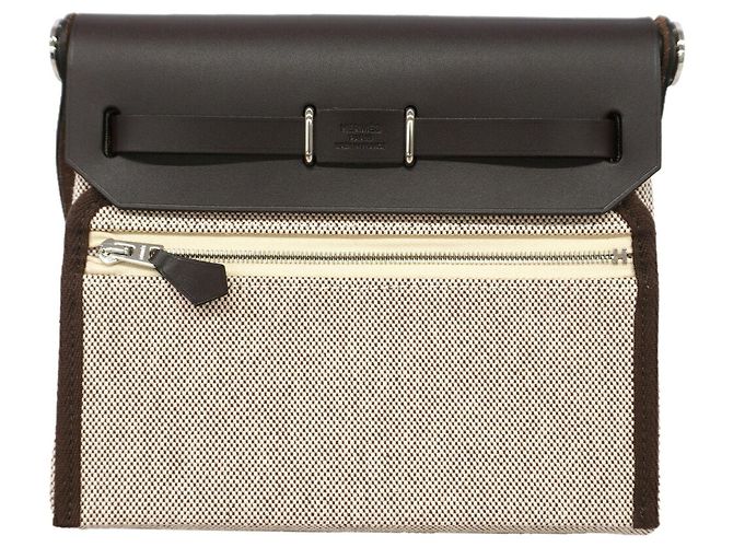 Hermès Borsa a tracolla Hermes Herbag Zip Mini Toile H Terre G Stamp - vista 7