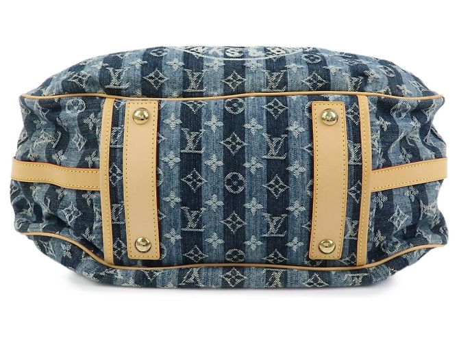 Louis Vuitton Porte Epaule Raye Striped Monogram Denim GM - vista 3