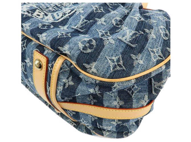 Louis Vuitton Porte Epaule Raye Striped Monogram Denim GM - vista 5
