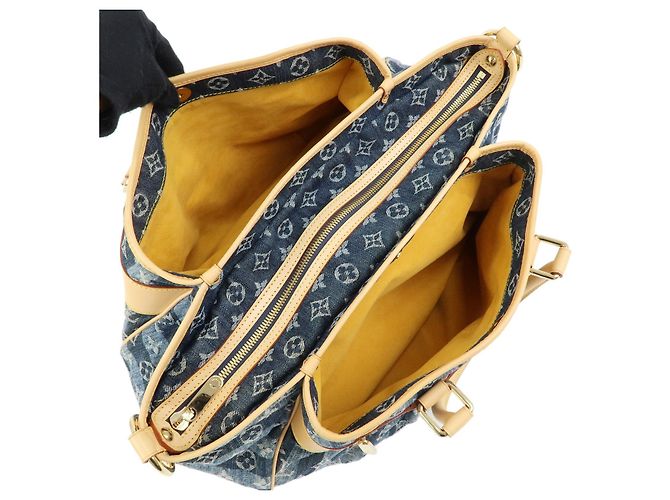 Louis Vuitton Porte Epaule Raye Striped Monogram Denim GM - vista 7