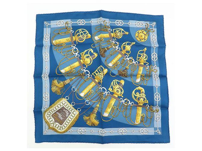 Hermès Carré 42 Sciarpa in seta blu - vista 2