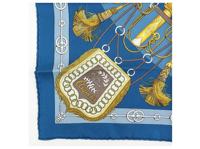 Hermès Carré 42 Sciarpa in seta blu - vista 6
