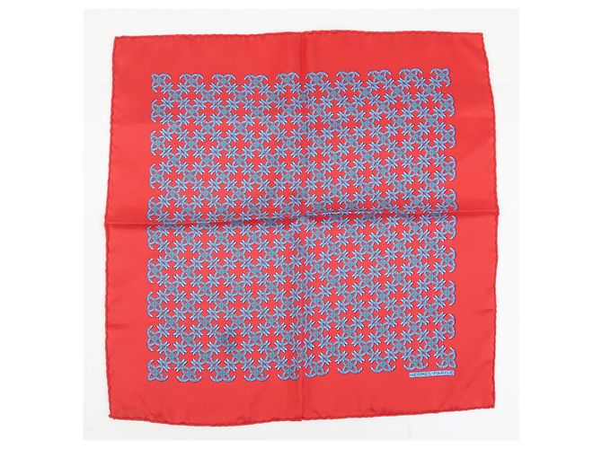Foulard Hermès Carré 42 in seta rossa - vista 2