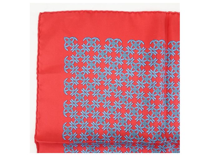 Foulard Hermès Carré 42 in seta rossa - vista 4