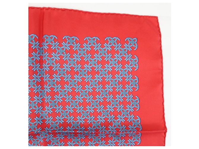 Foulard Hermès Carré 42 in seta rossa - vista 5