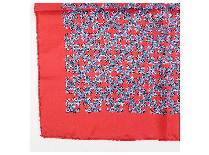 Foulard Hermès Carré 42 in seta rossa - vista 6