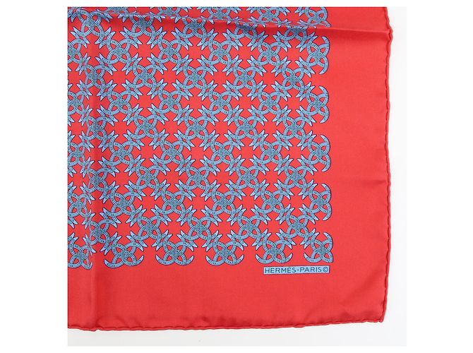 Foulard Hermès Carré 42 in seta rossa - vista 7
