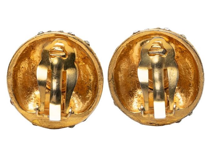 Orecchini a clip Chanel placcati oro con strass - vista 2