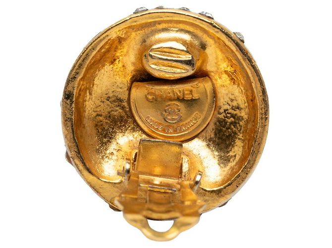 Orecchini a clip Chanel placcati oro con strass - vista 3