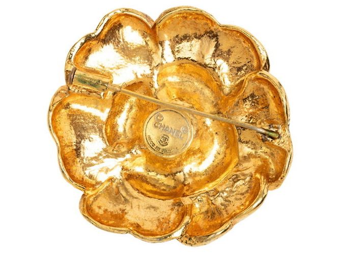 Spilla Chanel Camélia in Oro - vista 2