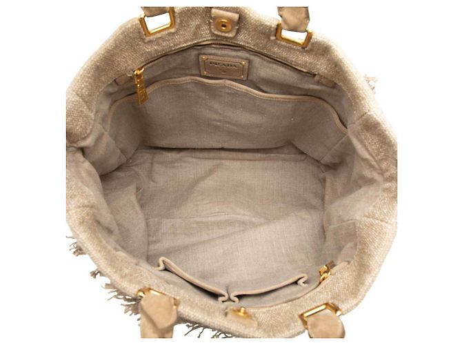 Borsa Tote Prada in maglia mesh con logo triangolo e frange - vista 4