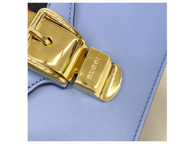 Borsa a mano Gucci Sylvie in pelle blu - vista 10