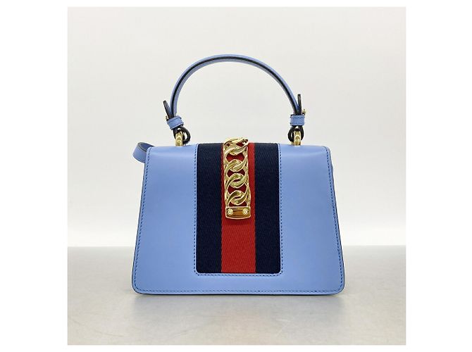 Borsa a mano Gucci Sylvie in pelle blu - vista 12