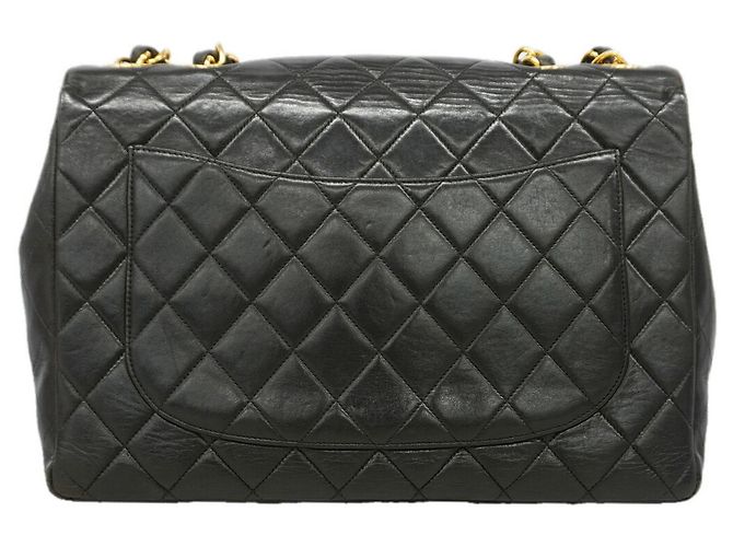 Borsa a tracolla Chanel in pelle d'agnello nera - vista 11