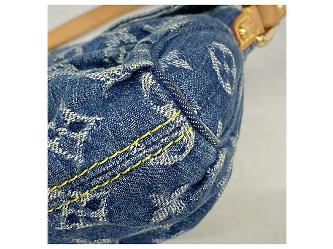 Borsa a spalla Mini Pleaty in denim Monogram Louis Vuitton - vista 6