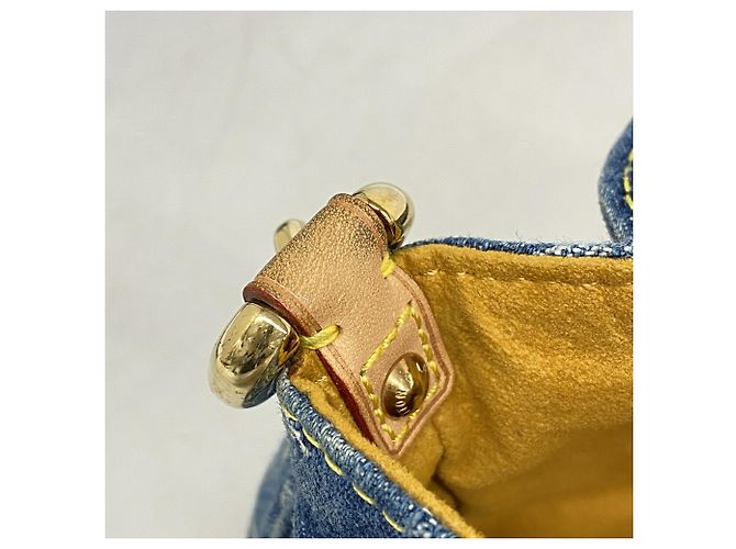 Borsa a spalla Mini Pleaty in denim Monogram Louis Vuitton - vista 7