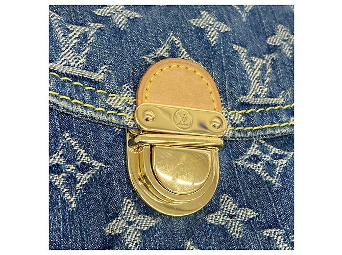 Borsa a spalla Mini Pleaty in denim Monogram Louis Vuitton - vista 8