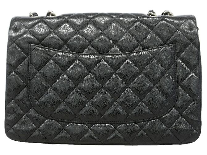 Bolsa de ombro Chanel em couro de bezerro grão preto - vista 8