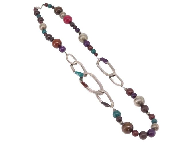 Chanel CC Station Long Metal with Faux Pearls and Beads - vista 2