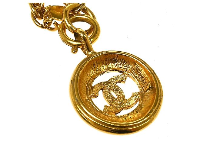 Pendente a medaglione rotondo vintage Chanel in metallo - vista 3