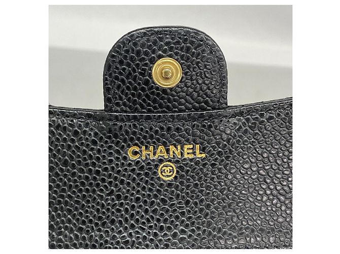 Portafoglio tri-fold Chanel in vitello granulato nero - vista 4
